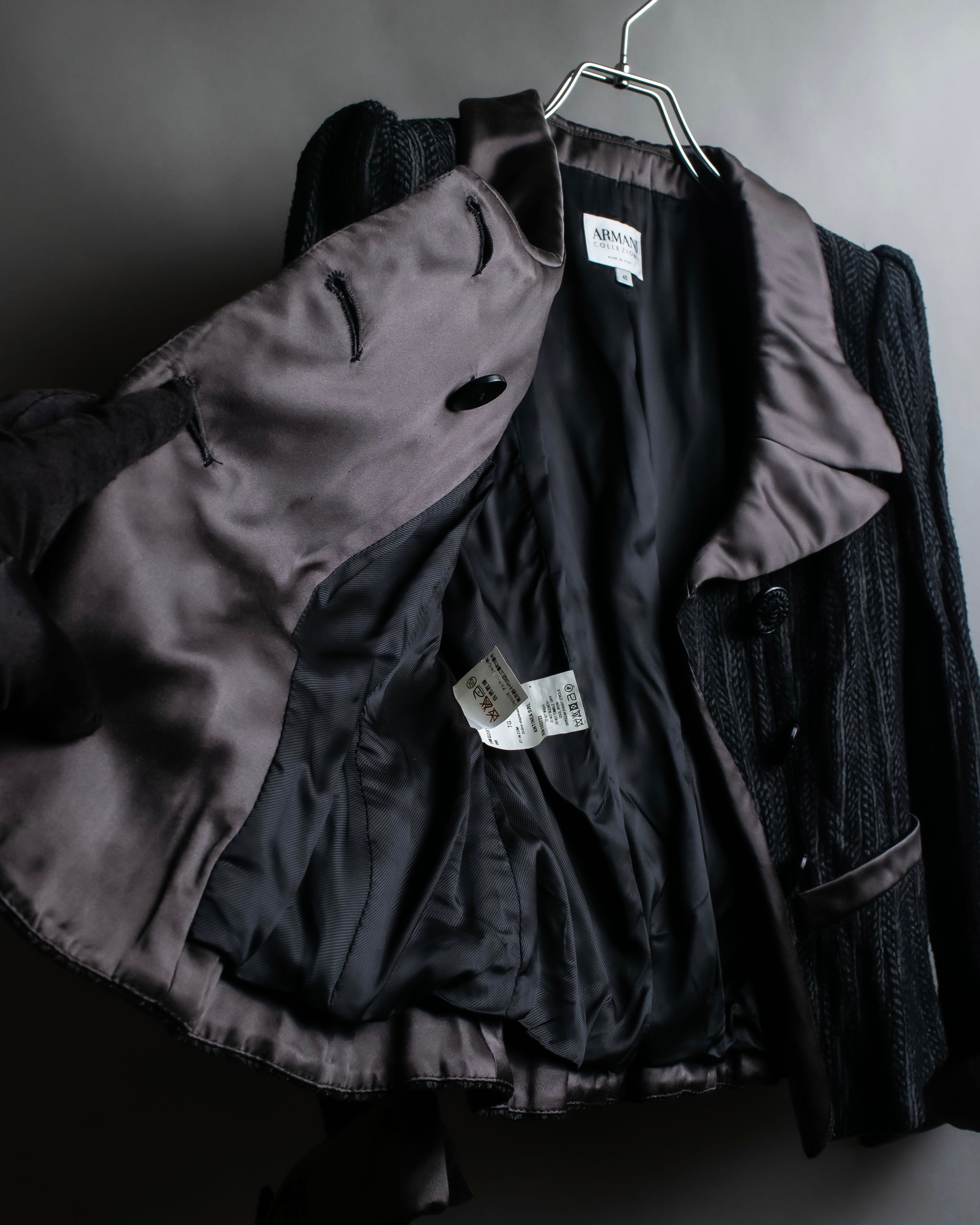 "ARMANI COLLEZIONI" Satin switch design knit tailored jacket