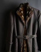 "HIROKI" Real fur lined maxi length belted coat