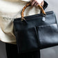 "GUCCI" Outer pocket leather bamboo hand bag