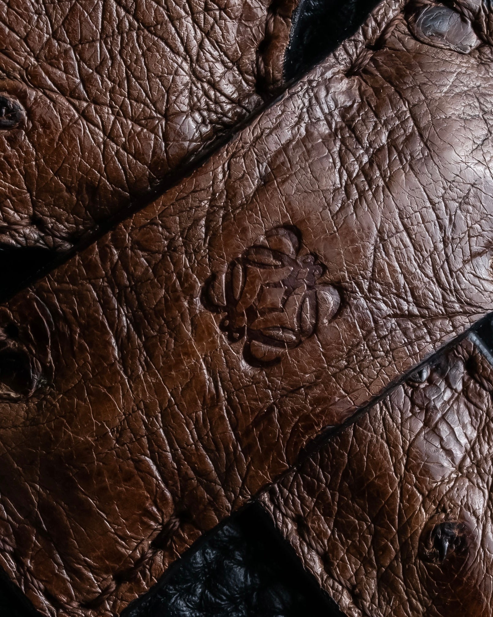 "LOEWE" Flap pocket design ostrich leather bag