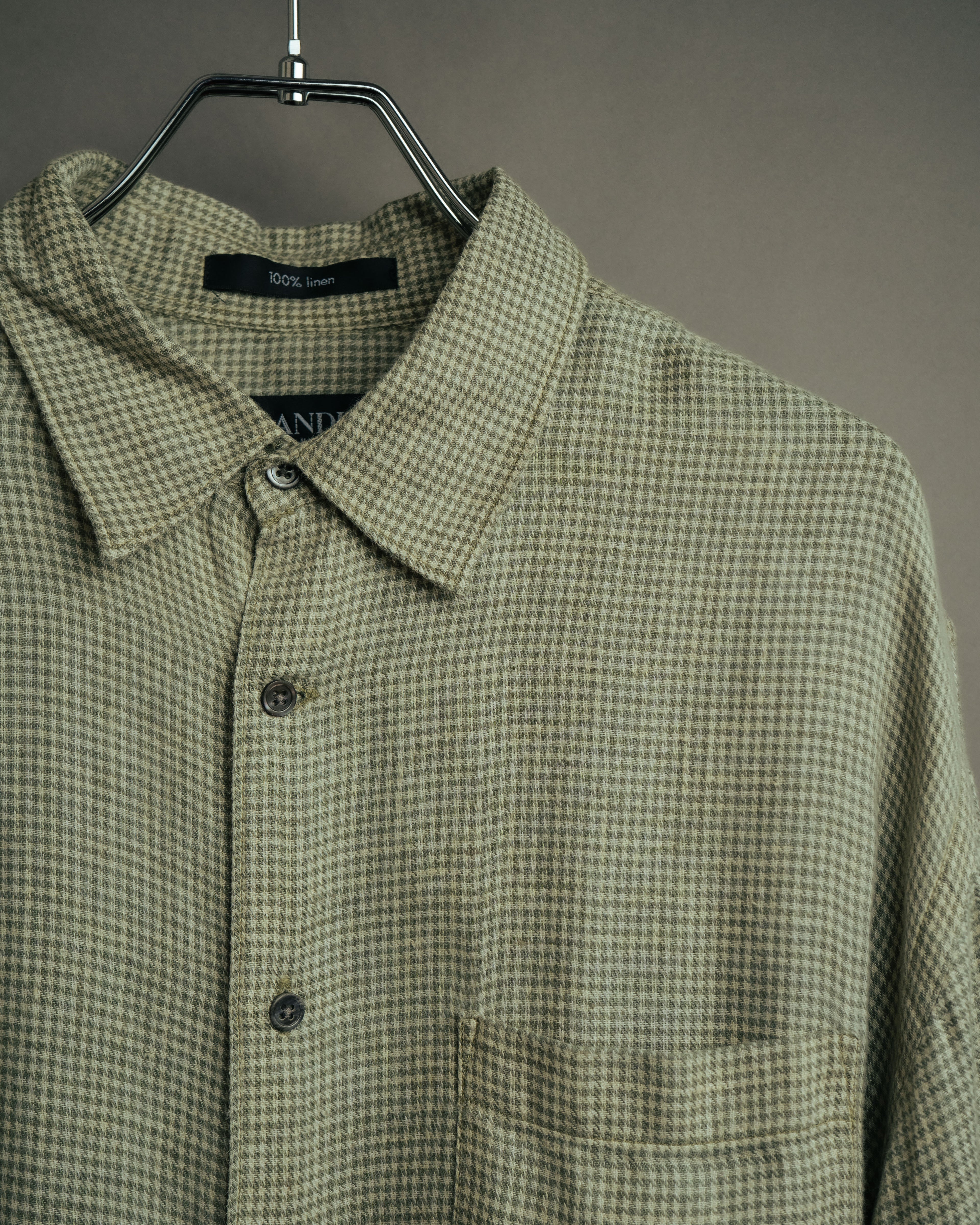 -MOOD Vintage Collections-
90’s Houndstooth linen relaxed shirt