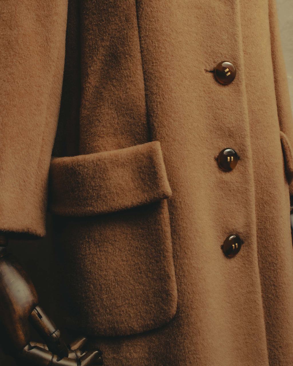 "VALENTINO MISS V" 80's-90's Camel hair single-breasted coat