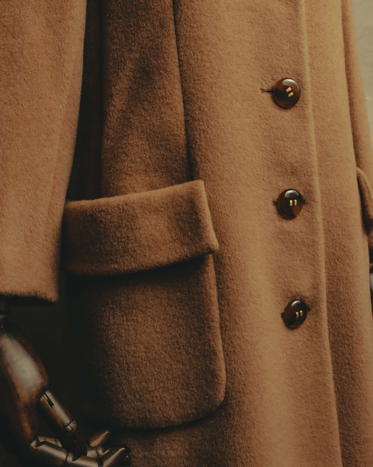 "VALENTINO MISS V" 80's-90's Camel hair single-breasted coat