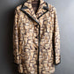 "PRADA" 1996fall Geometric pattern leather trim design mid length coat