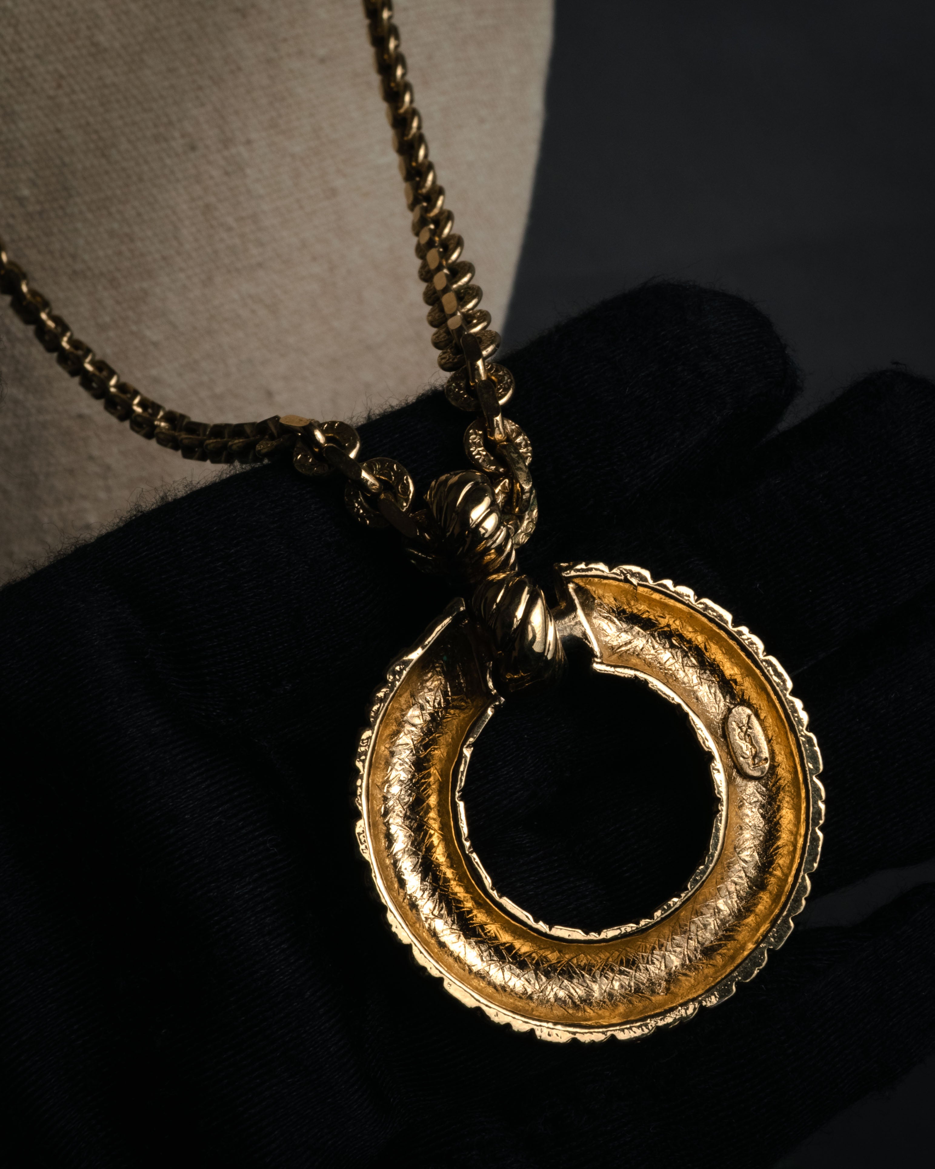 “Yves Saint Laurent” 1980’s-90’s Sculptural circle long necklace