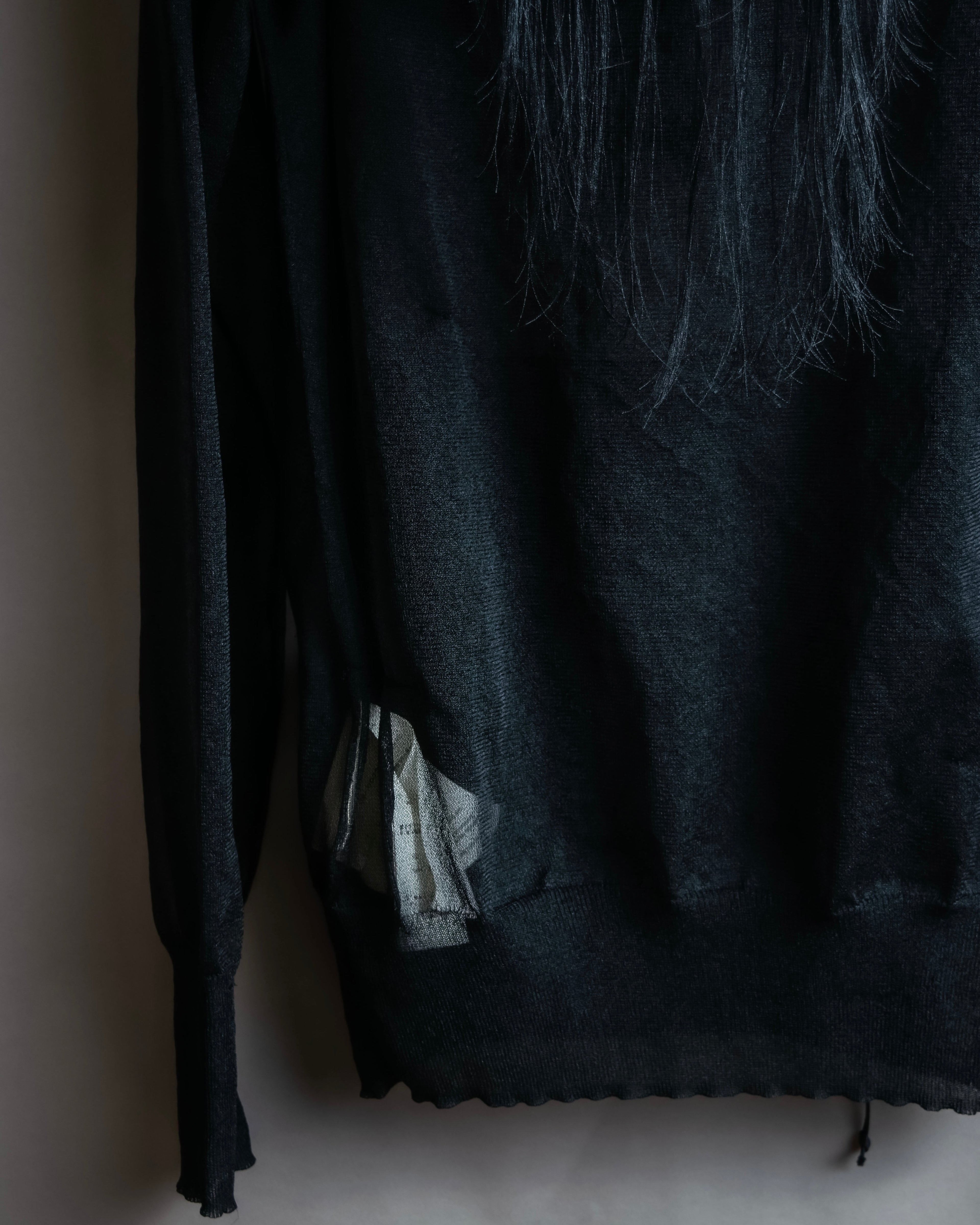 "sacai" Wig design sheer hooded pullover