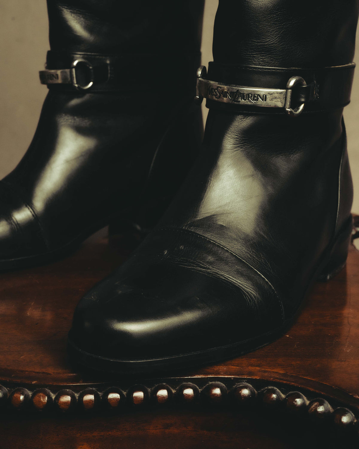 "Yves Saint Laurent" 90's Logo hardware knee-high boots