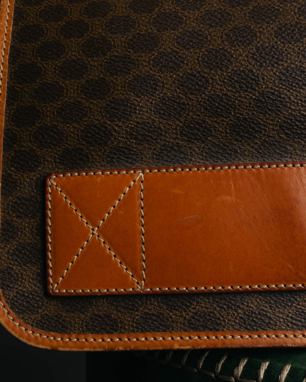 "CELINE" 80's-90's Macadam monogram pvc leather shoulder briefcase