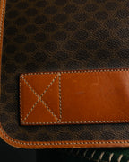 "CELINE" 80's-90's Macadam monogram pvc leather shoulder briefcase