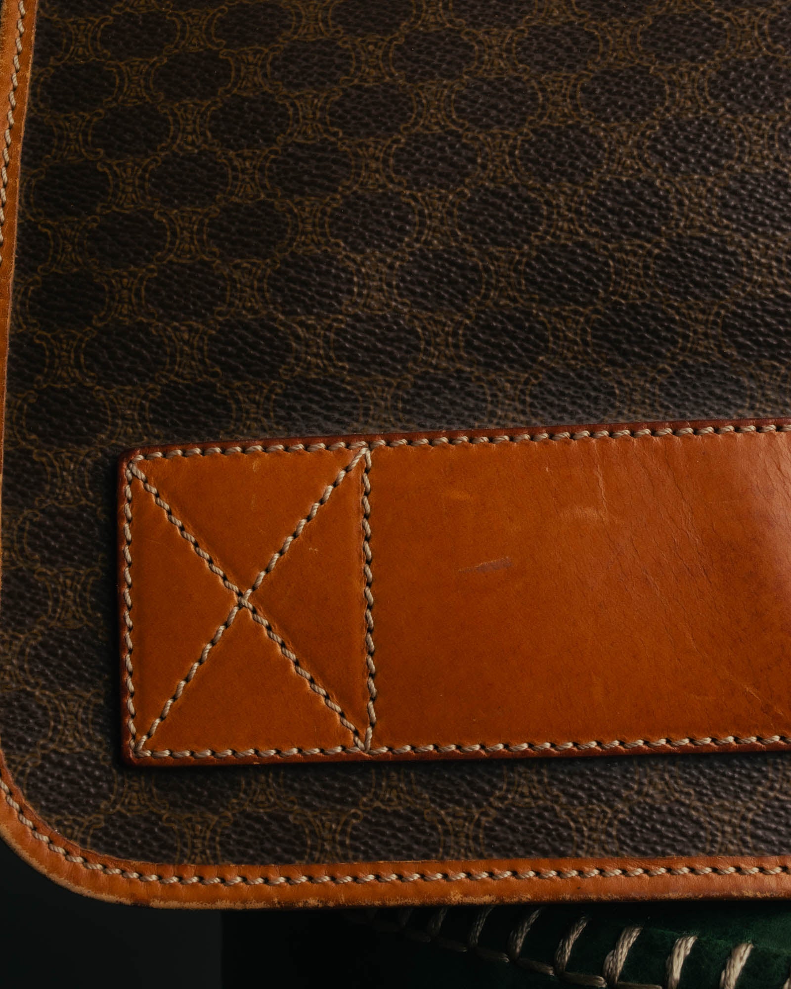 "CELINE" 80's-90's Macadam monogram pvc leather shoulder briefcase