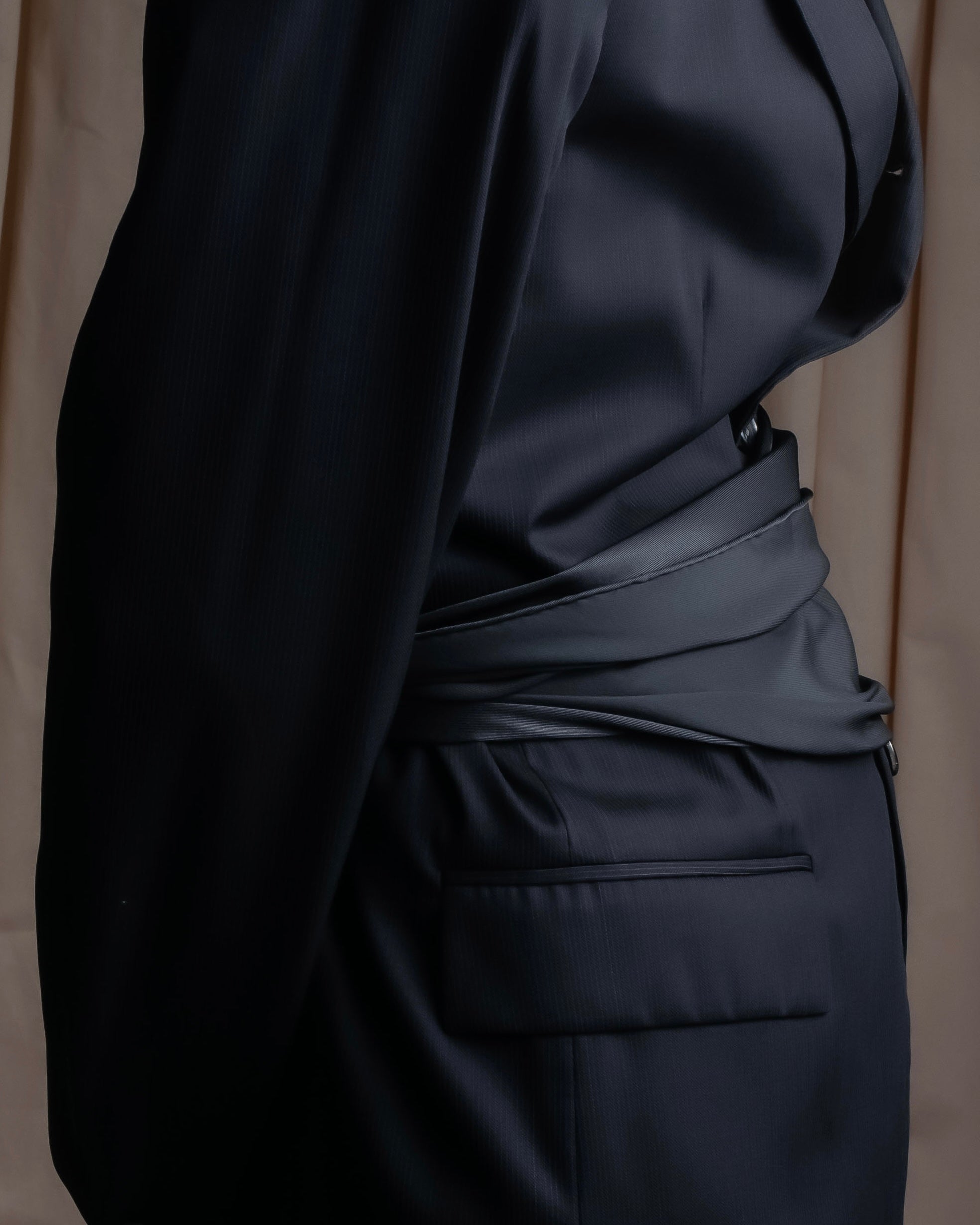 "HERMES" Silk cloth docking leather waist mark belt