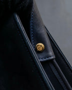 "GUCCI" Dark navy suede leather shoulder bag