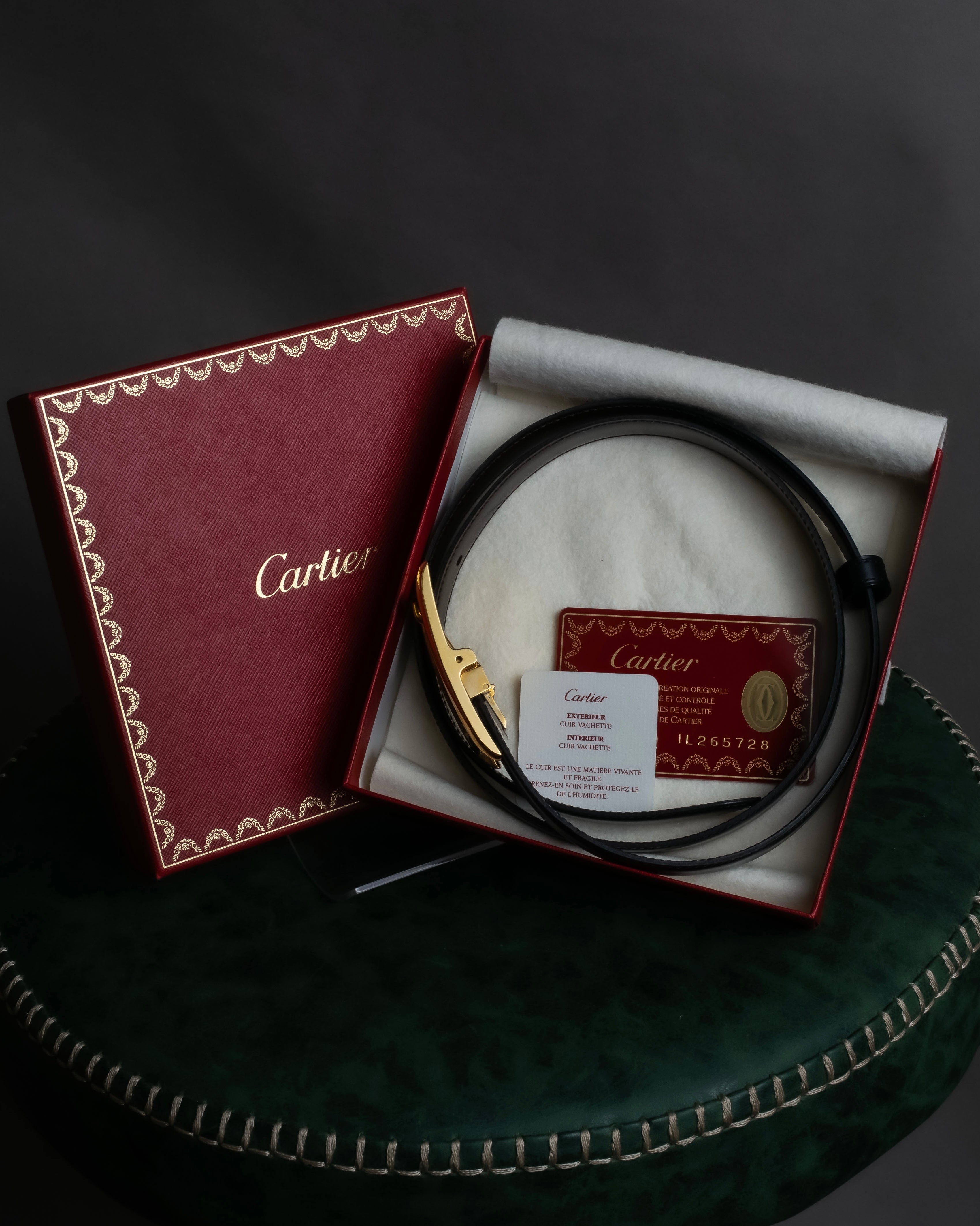 "Cartier" Gold metal buckle design leather belt