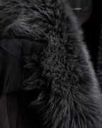 "NORTH BEACH" Smoky lamb fur design suede leather coat