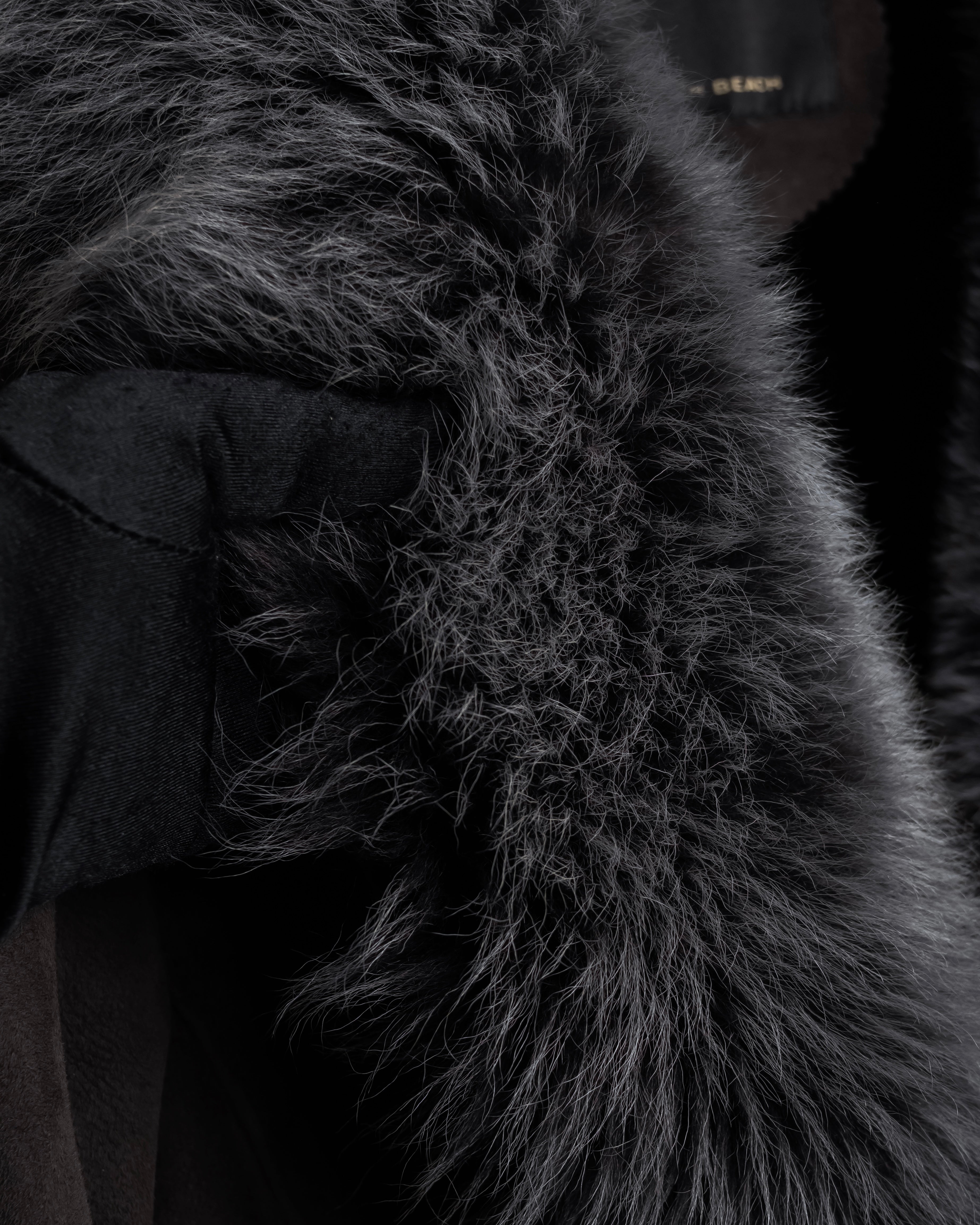 "NORTH BEACH" Smoky lamb fur design suede leather coat