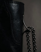 –SPECIAL– "VALENTINO GARAVANI" 2010’s Noir rockstud exotic patchwork chain bag
