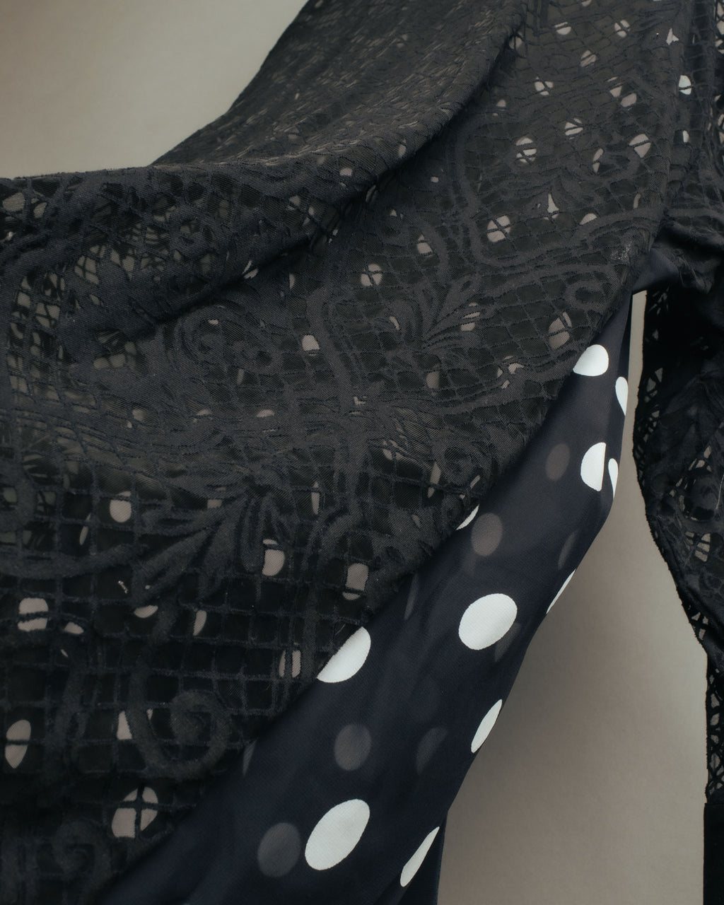 “GIANNI VERSACE” 80’s-90’s Couture polka dot lace shirt