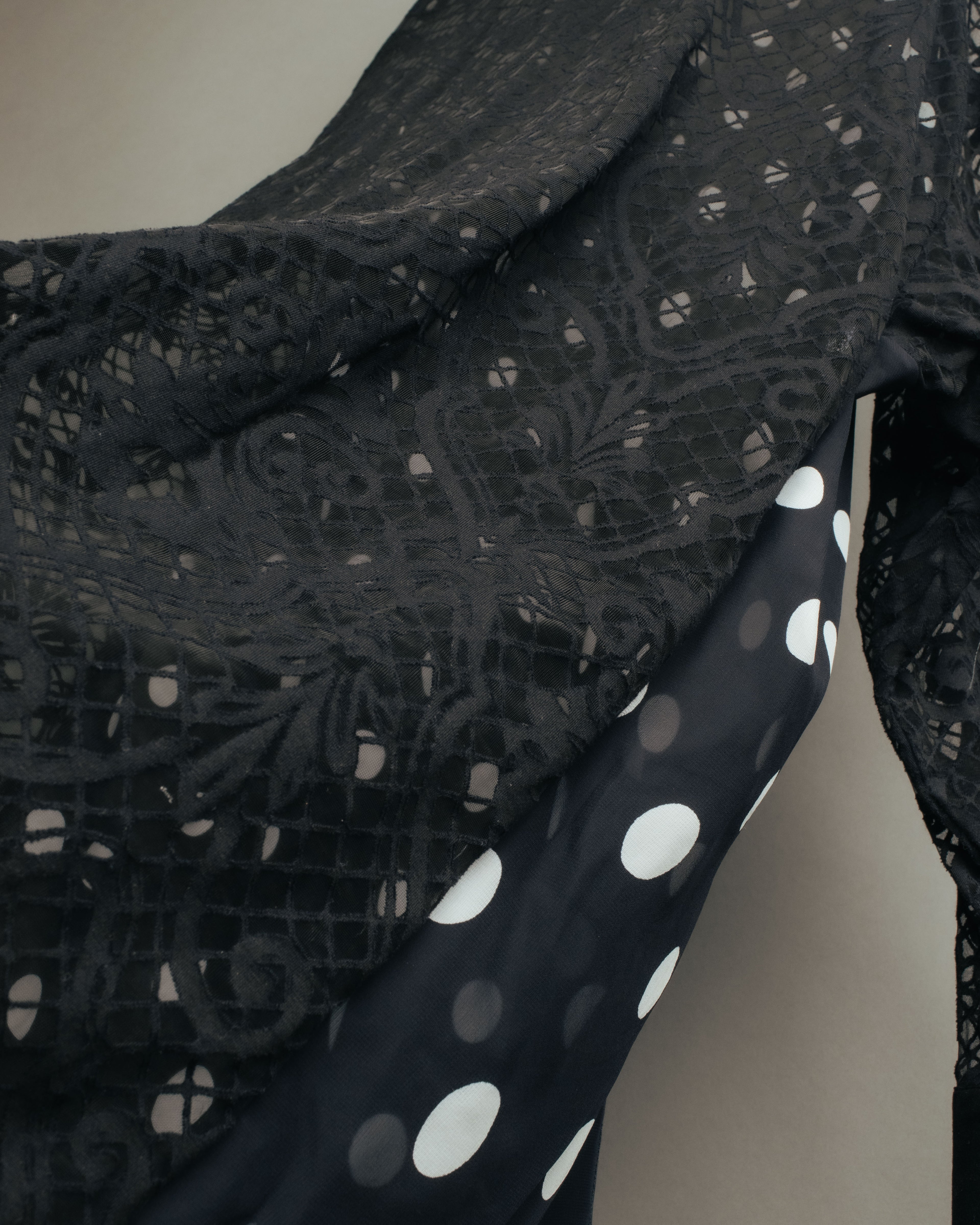 “GIANNI VERSACE” 80’s-90’s Couture polka dot lace shirt