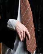 "GIORGIO ARMANI" Double line stripe pattern silk necktie