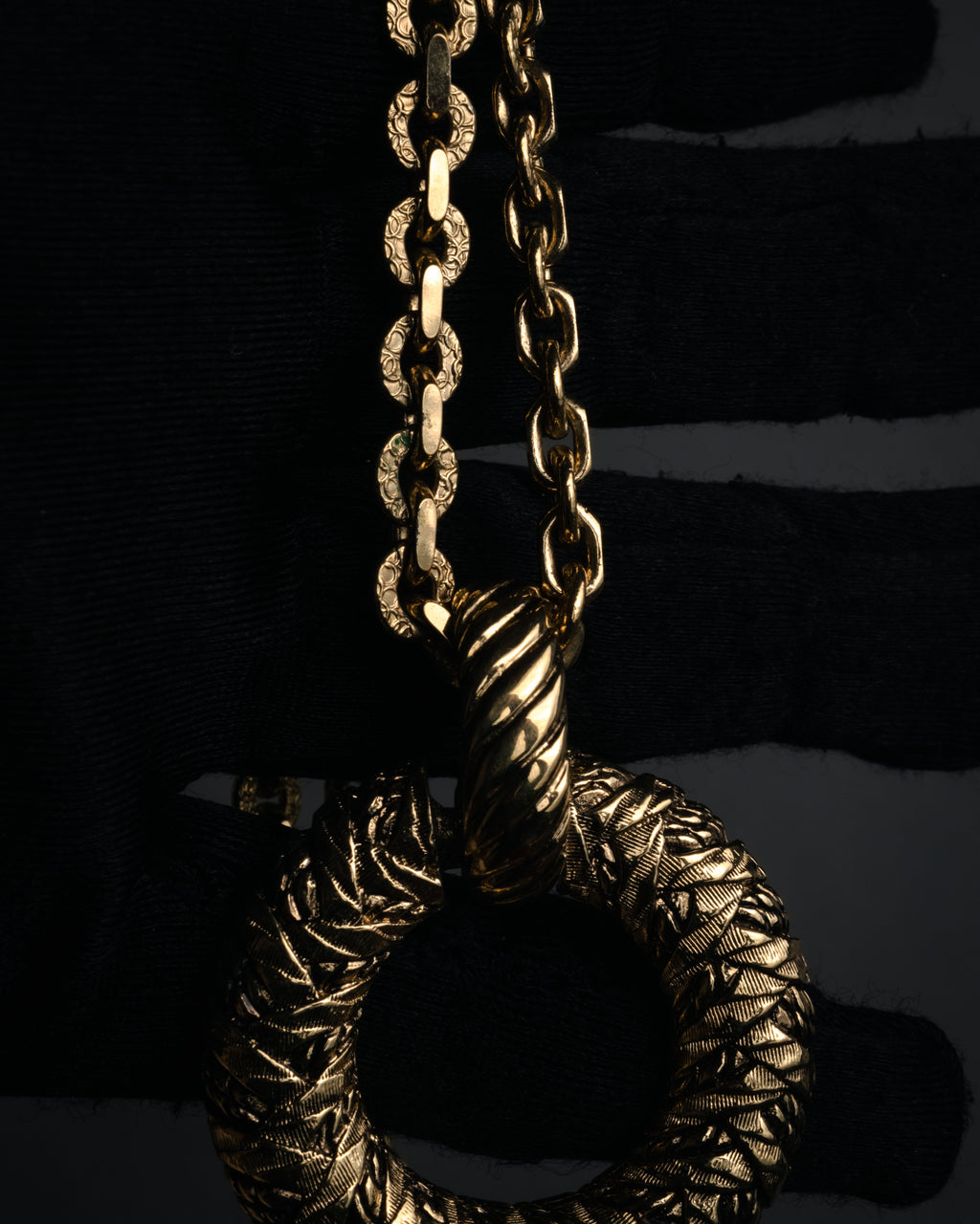“Yves Saint Laurent” 1980’s-90’s Sculptural circle long necklace