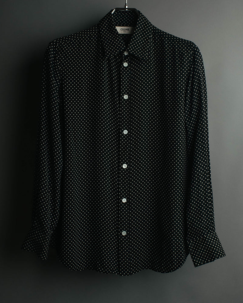 "CELINE" 2010's-2020's Polka dot viscose long sleeve shirt