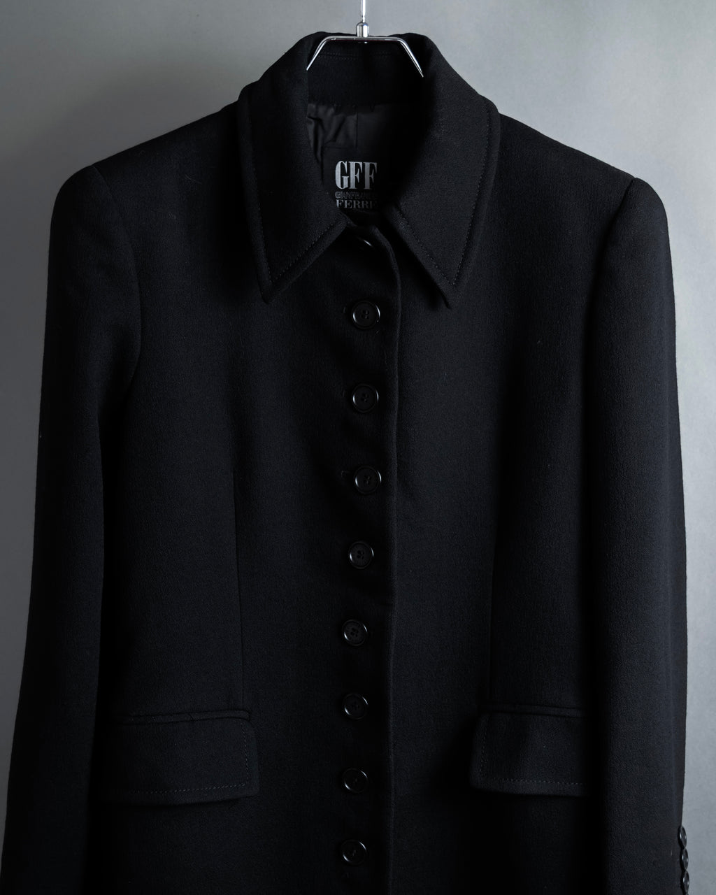 "GIANFRANCO FERRE" Multiple button sequences shaped long coat