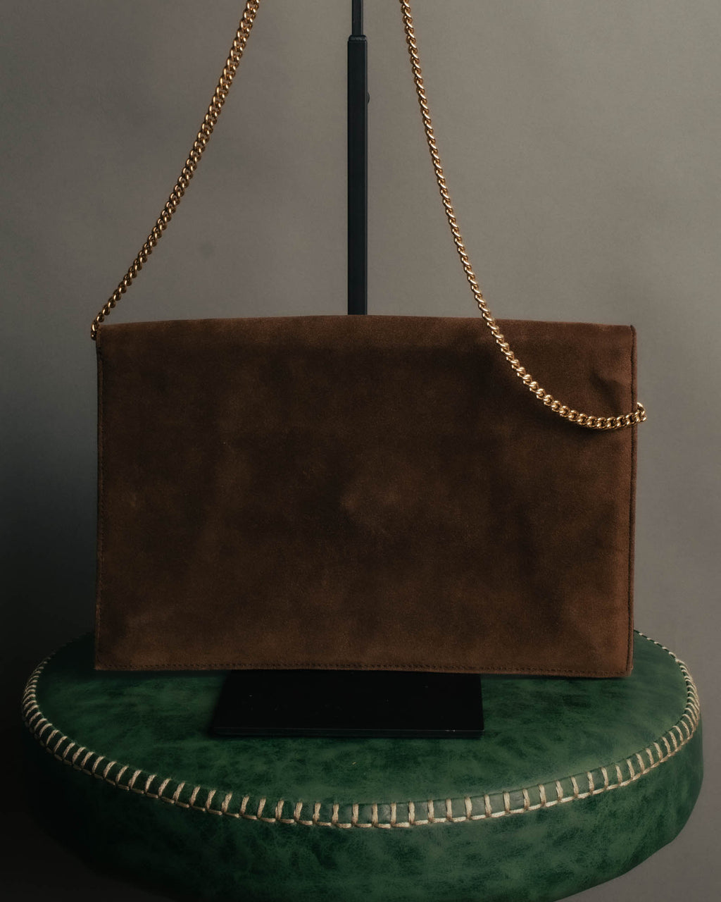 “LOEWE” 80’s-90’s Suede anagram chain shoulder bag