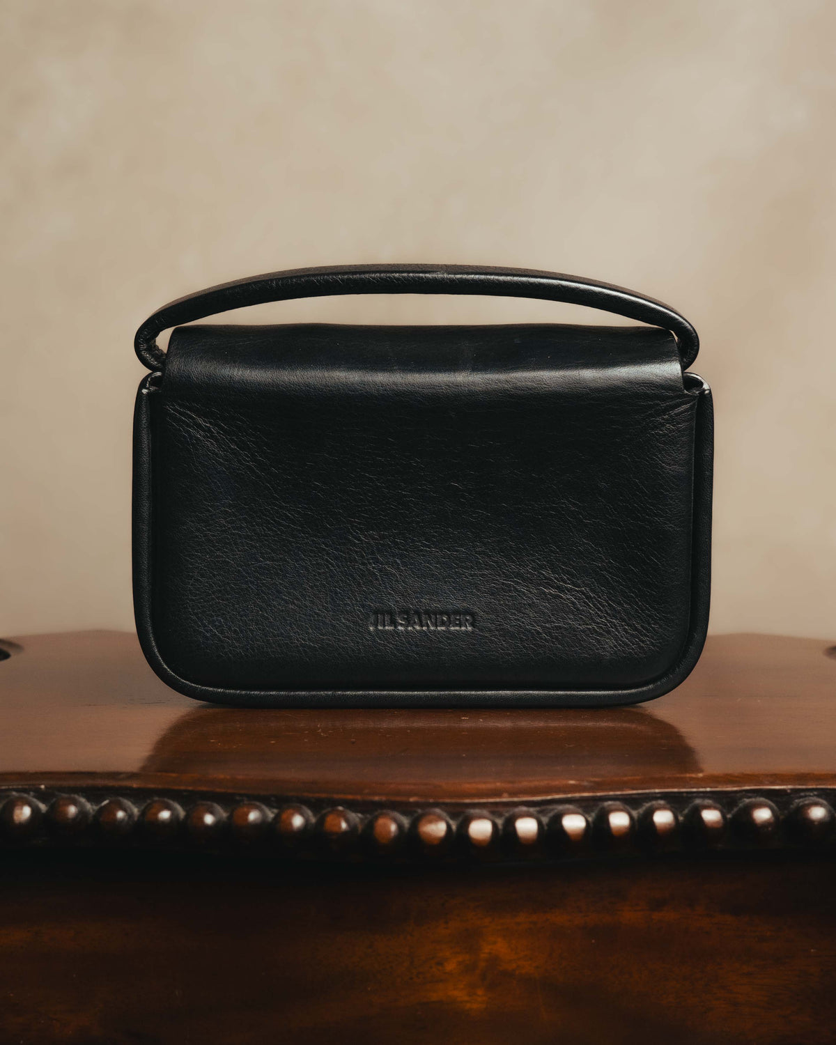 -SPECIAL- "JIL SANDER" 90's-00's Sculptural metal plate leather top handle handbag
