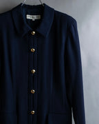 "BALENCIAGA" Gold button design navy color dress