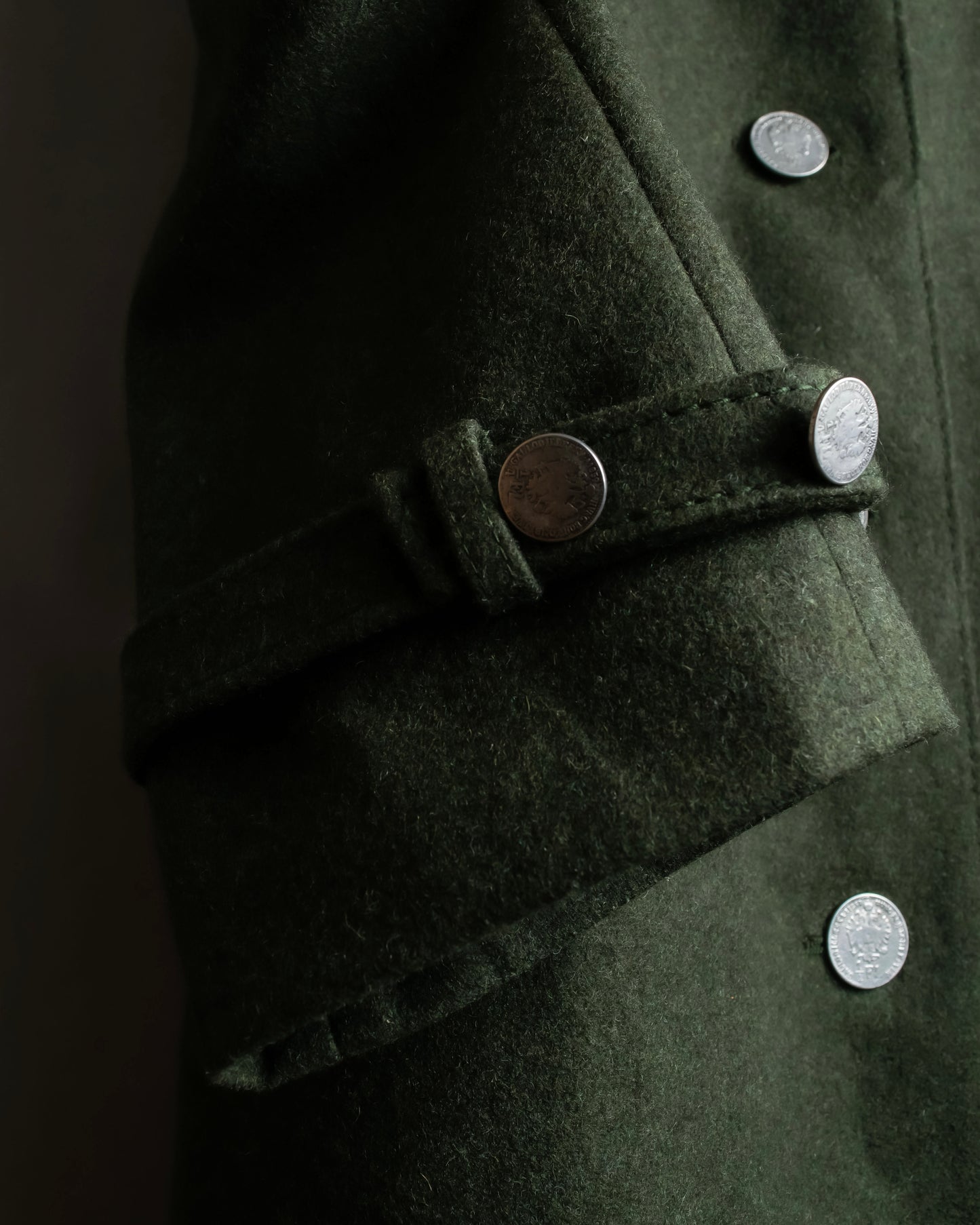 "BAVARIA LODEN" Vintage 2way stand collar wool long coat