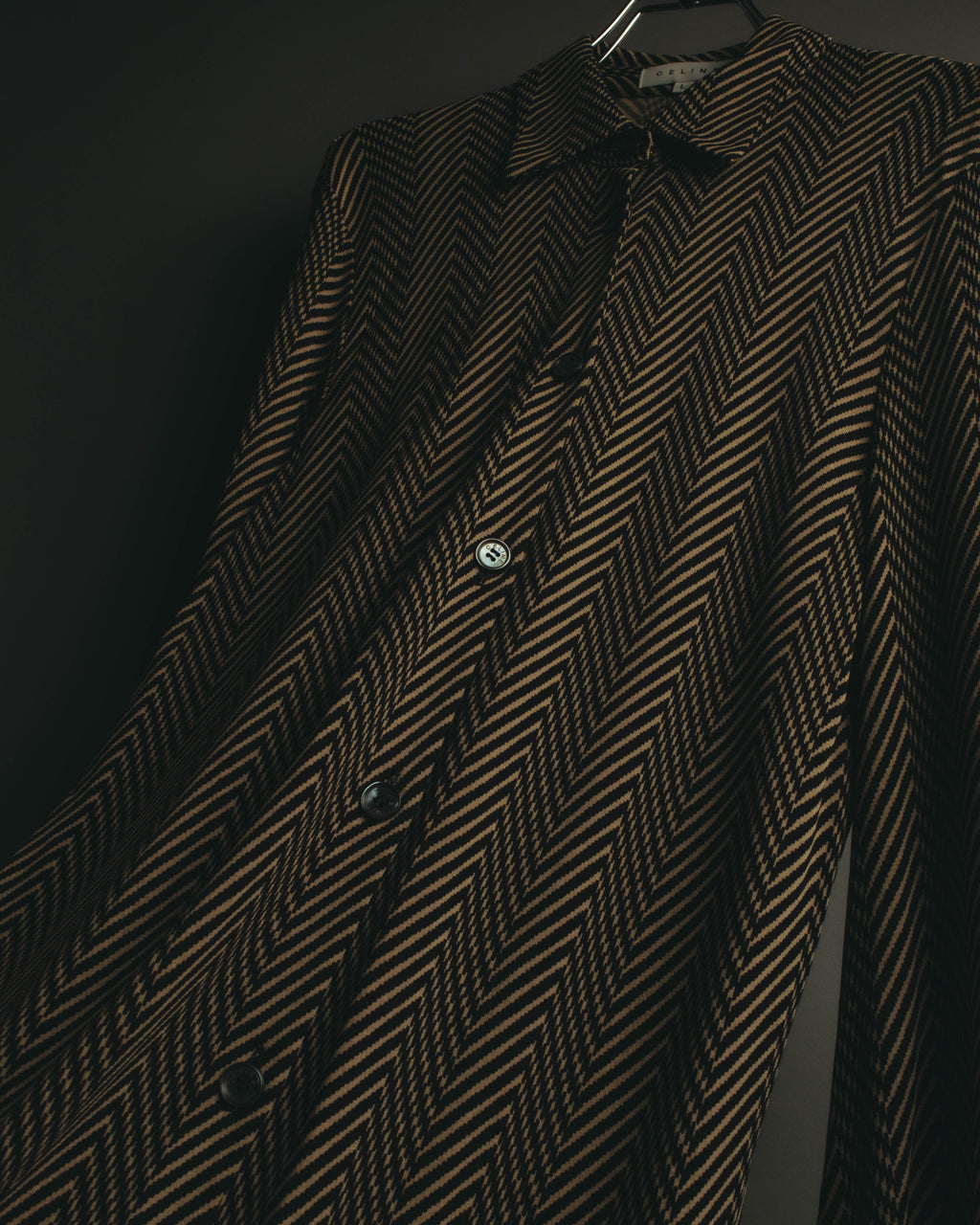 “CELINE” 90’s-00’s Chevron patterned long shirt dress