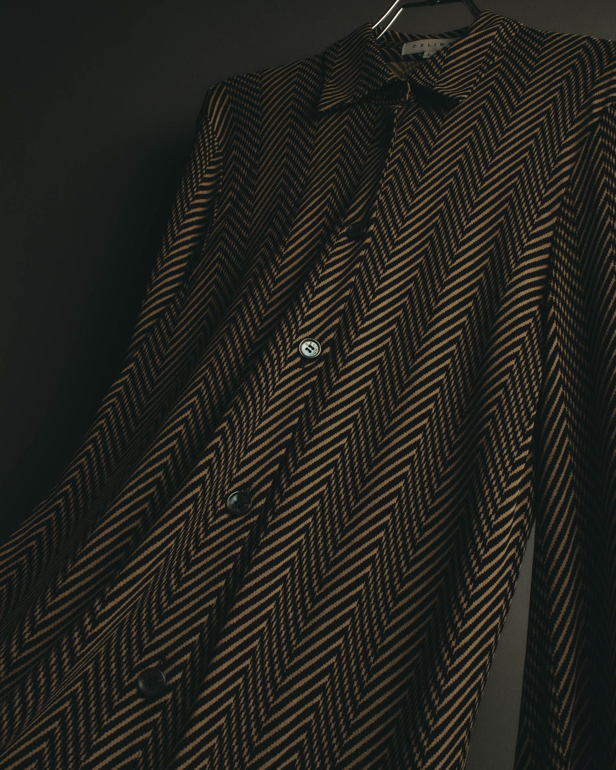 “CELINE” 90’s-00’s Chevron patterned long shirt dress