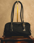 “Salvatore Ferragamo” 90’s-00’s Gancini-detail textured canvas shoulder bag