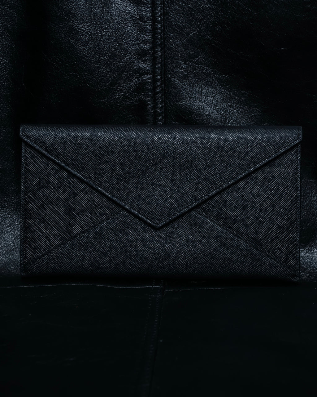 “PRADA” Letter-shaped gold-lined leather document case