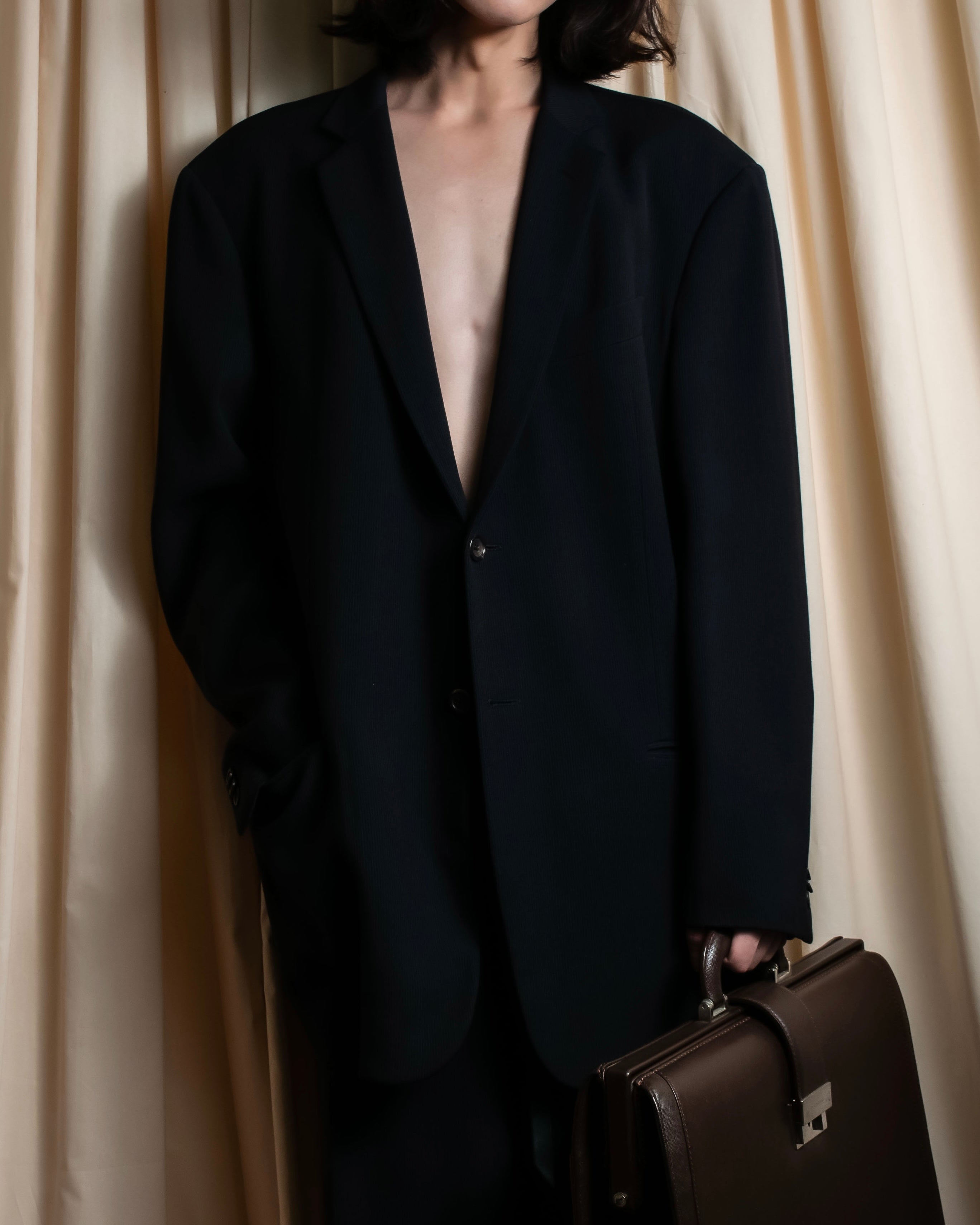 "GIORGIO ARMANI" Beautiful drape navy wool set up