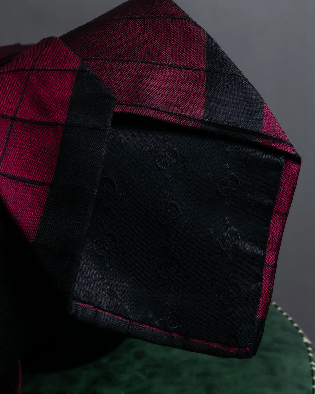 "GUCCI" Burgundy large check silk necktie