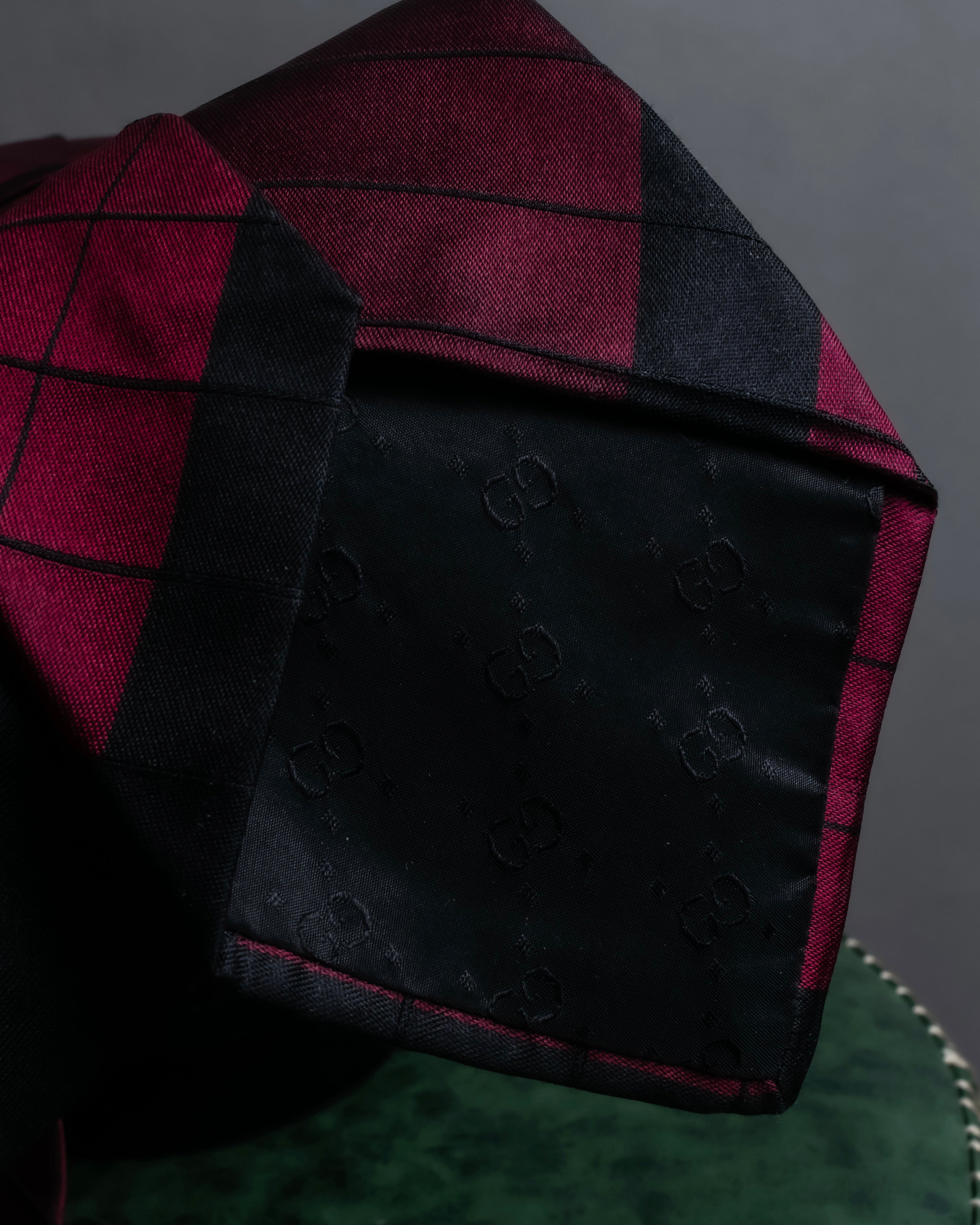 "GUCCI" Burgundy large check silk necktie