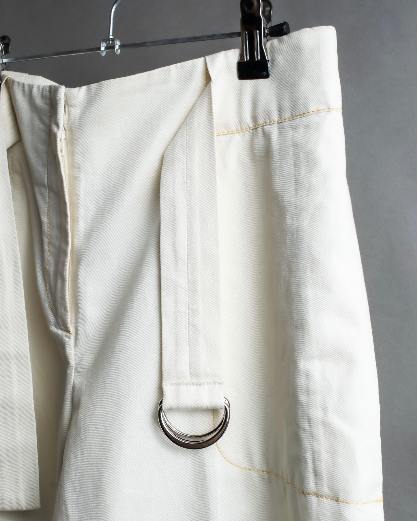 "MAISON MARGIELA" Wide flare silhouette belted cotton linen pants