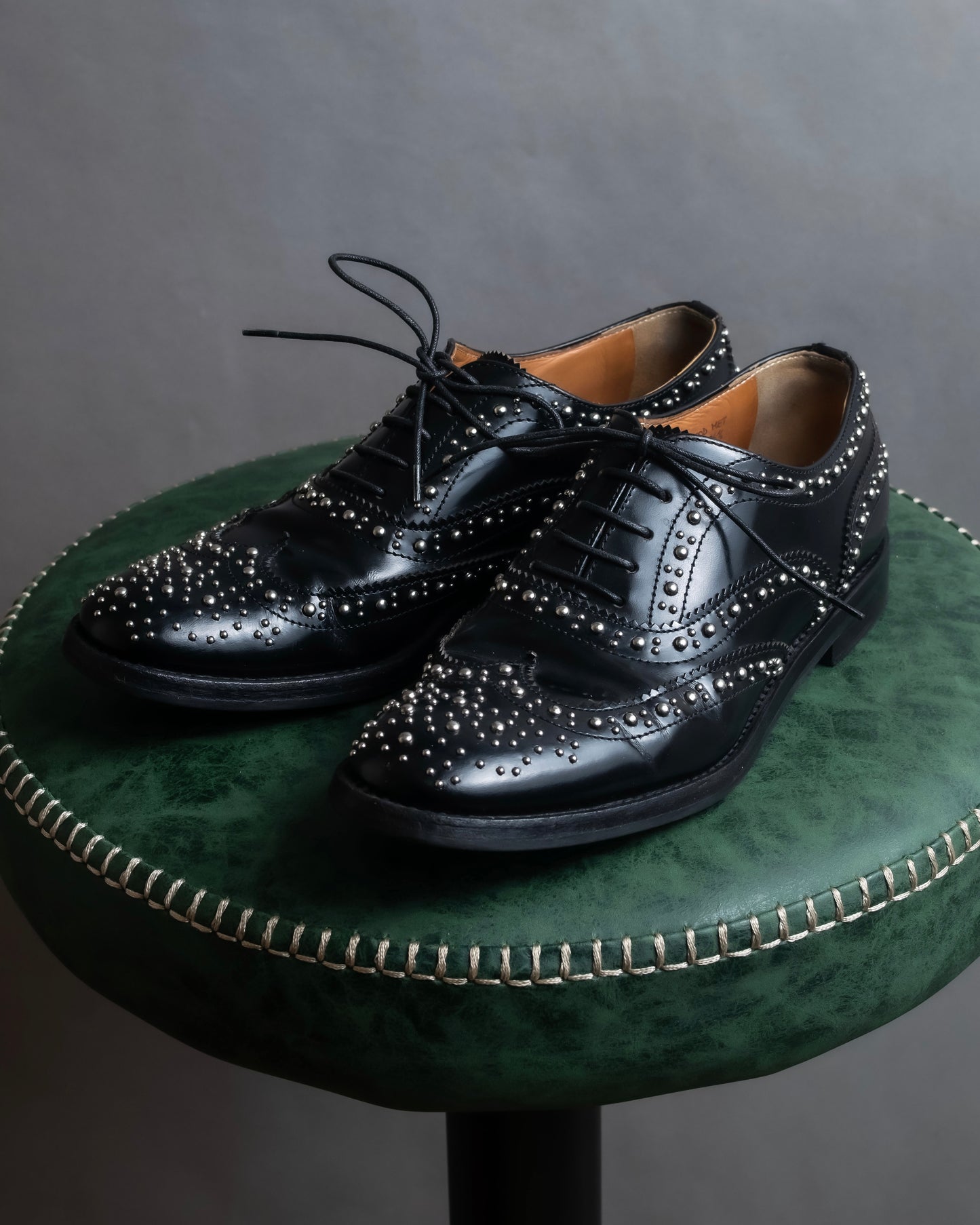 "Church’s" Silver stud design wingtip derby shoes