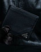“Prada” Saffiano leather triangle logo wallet