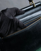 "VALENTINO" Garavani gold metal design leather hand bag