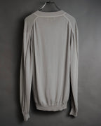 “HERMES” 2000’s Lambskin trimmed high gauge wool cardigan