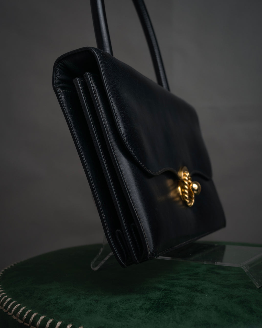 –SPECIAL– “HERMES” 50’s-60’s Escale box calf top handle bag