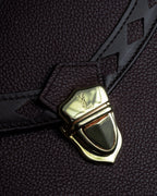 "YVES SAINT LAURENT" Diamond trim design 2way leather handle bag