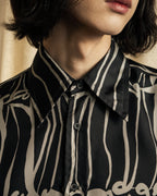 "GUCCI" Handwritten calligraphy pattern silk shirt