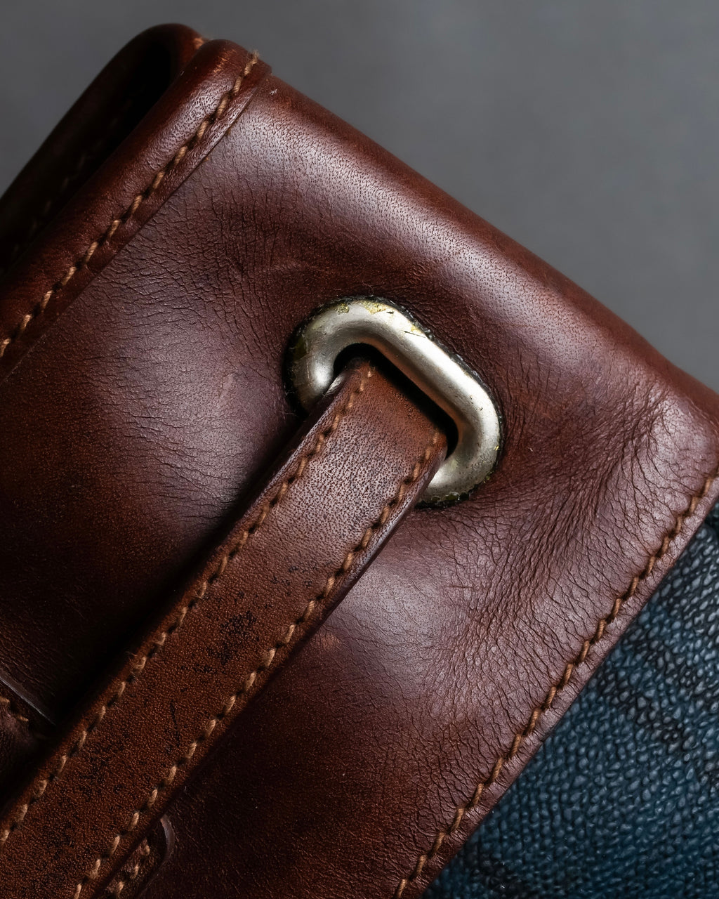 "Ralph Lauren" Blackwatch check canvas leather combination bag