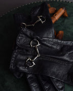 "GUCCI" Horse bit motif fitted leather gloves