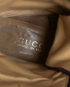 "GUCCI" Front zip design lace-up leather uncle boots