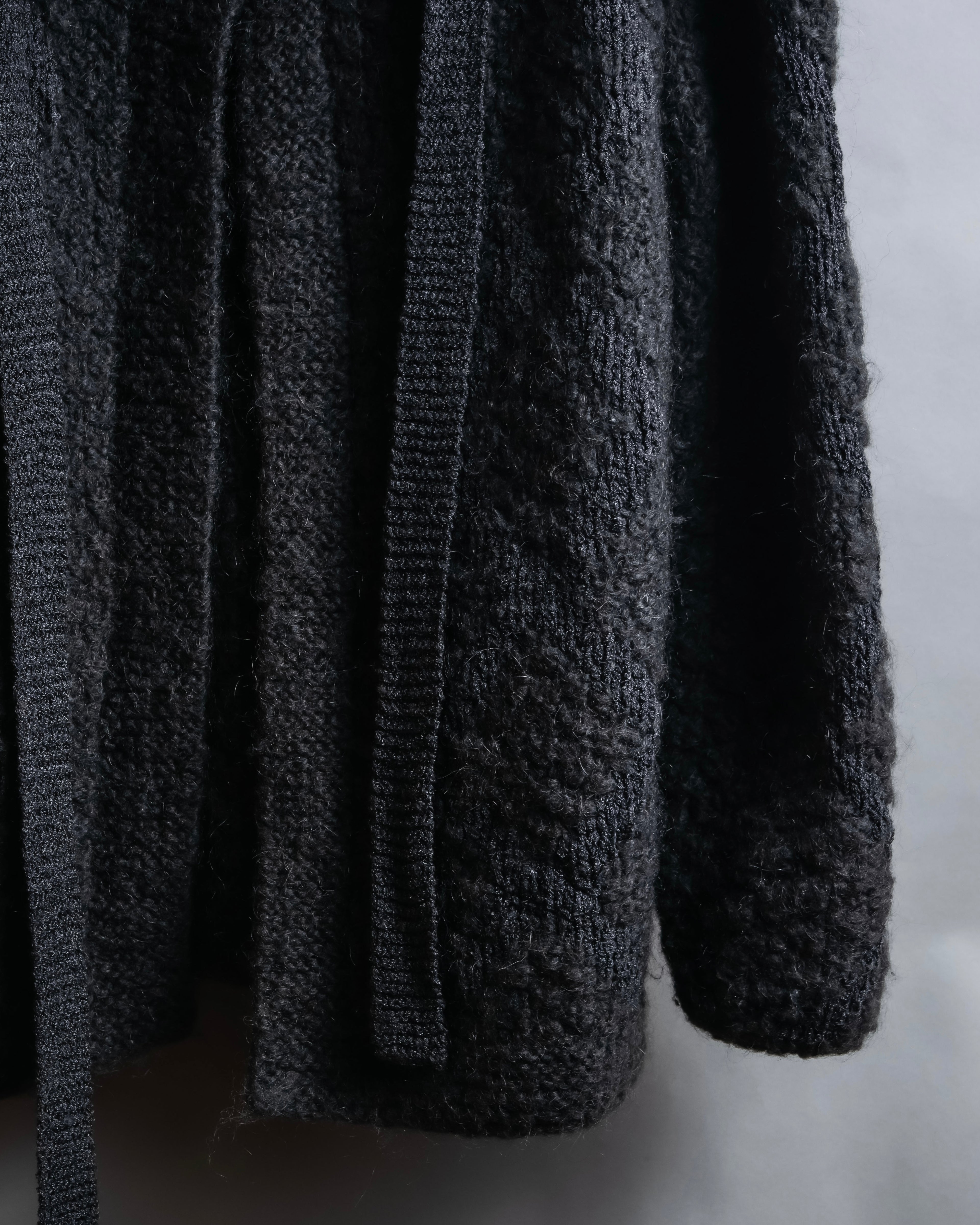 "YVES SAINT LAURENT" Ribbon design stand collar low gauge cardigan