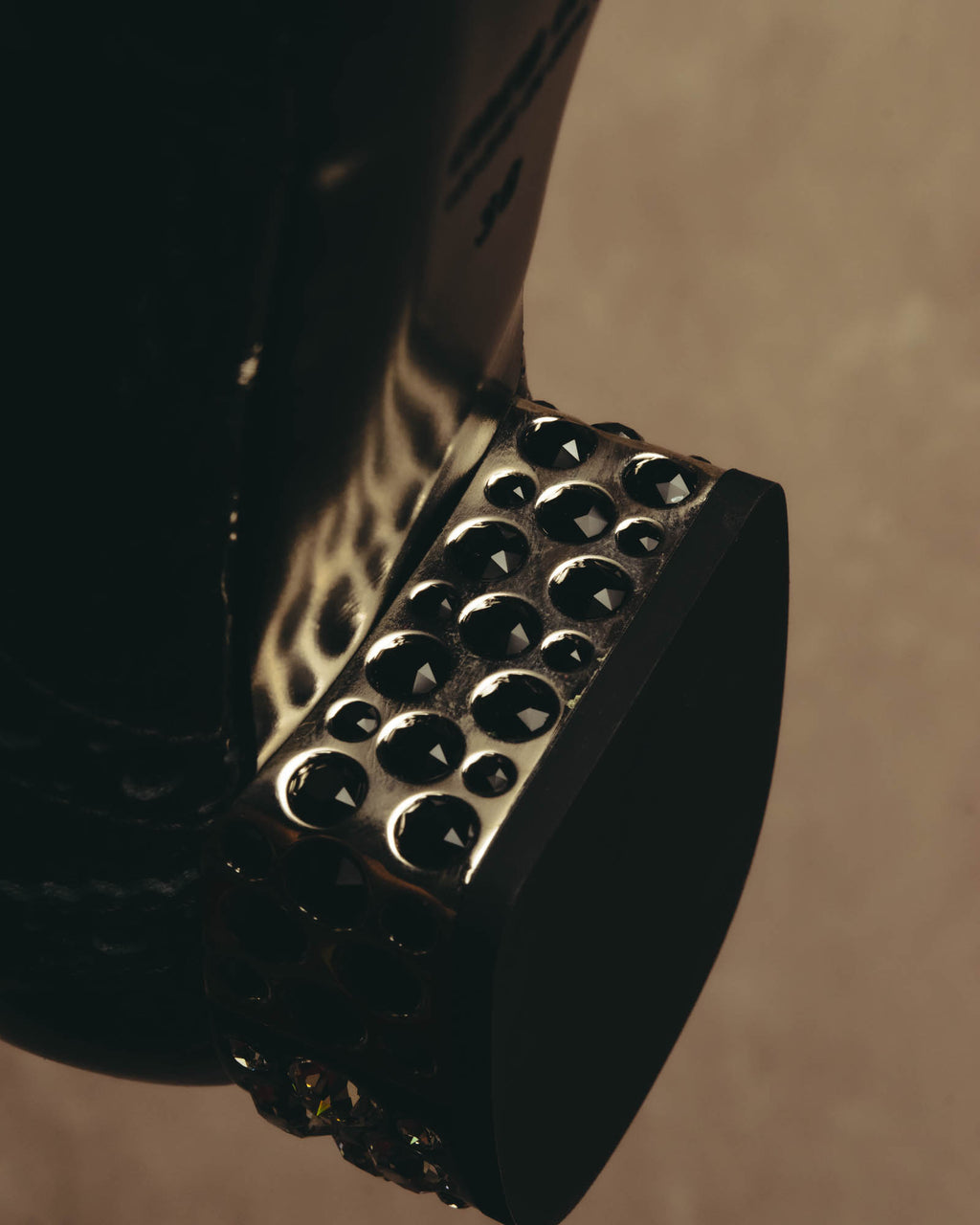 -SPECIAL- “Miu Miu” 2010’s Crystal embellished heel patent leather brogue shoes
